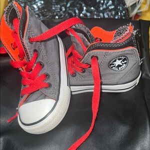 Converse Red and Gray High-Top Sneakers